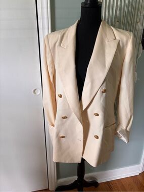 Vintage Pendleton Double-Breasted Cream Blazer with gold buttons